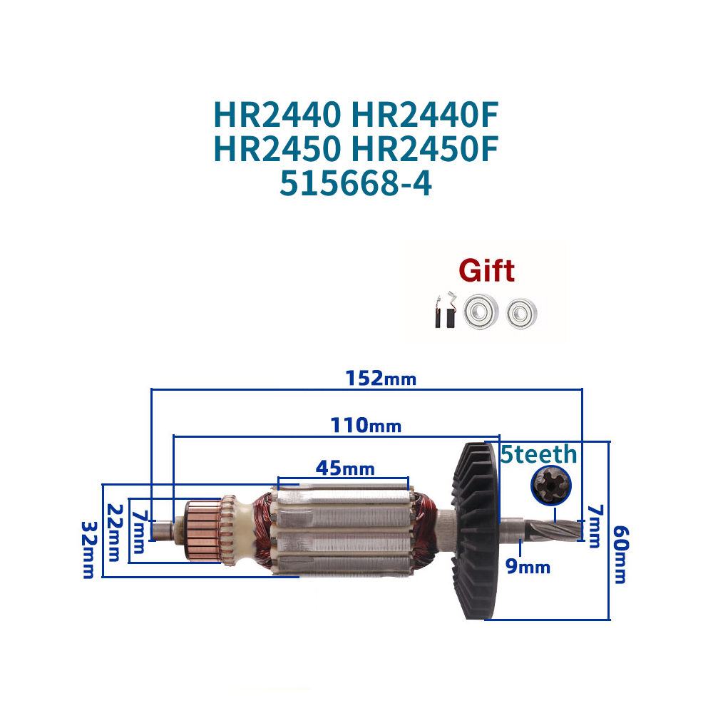 Makita Drill Hp1640 - 220-240V Anker für Makita HR2440 HR2440F