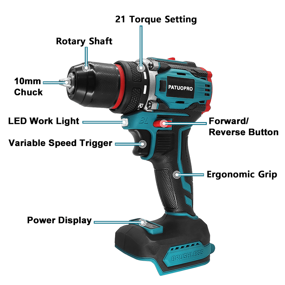 Patuopro 21v kabelloser bürste – Makita Drill Ddf484 Bewertung und Preis
